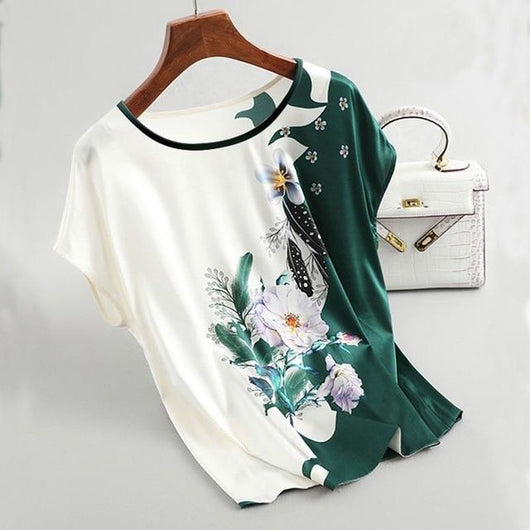 Playera Estampada Manga Corta Suelta y Cómoda para Verano