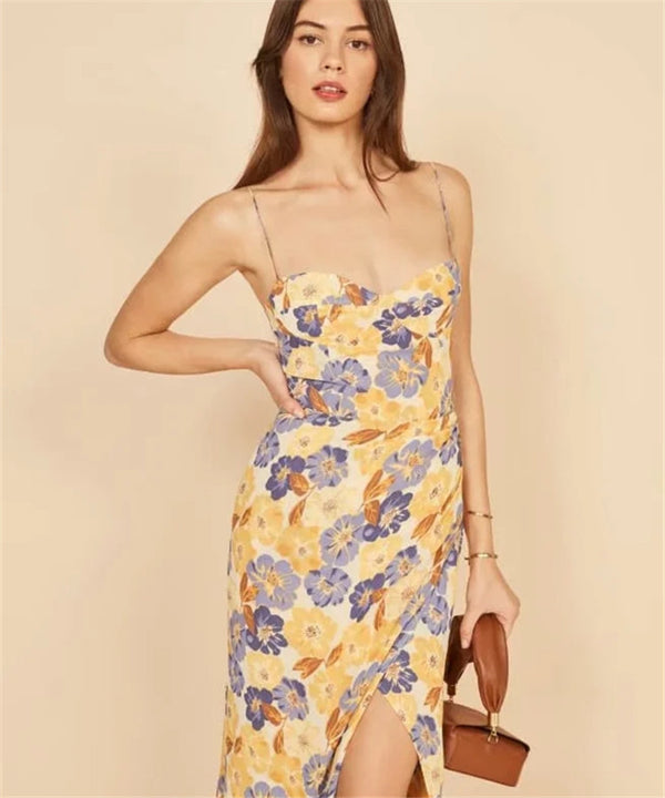 Vestido Estampado con Abertura Lateral