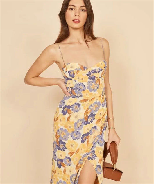 Vestido Estampado con Abertura Lateral