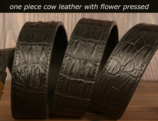 Cinturón para Hombre con Hebilla Automática Estilo Retro Cabeza de Buey - Image 11