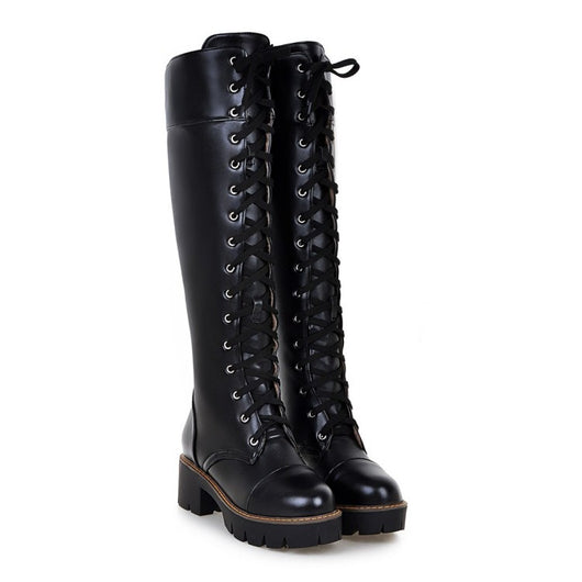 Botas Altas con Cordones y Tacón Bajo - Image 2