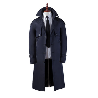 Abrigo Trinchera Largo Hombre Slim Elegante Negocios - Image 5