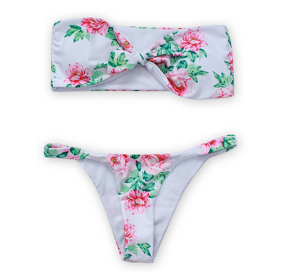 Bikini Bandeau Floral con Tanga Brasilera - Traje de Baño Sexy Tallas S-L - Image 3