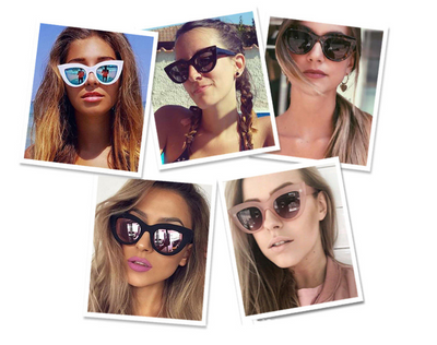 White and black cat eye sunglasses with gradient lenses, featuring a retro style. - Image 3