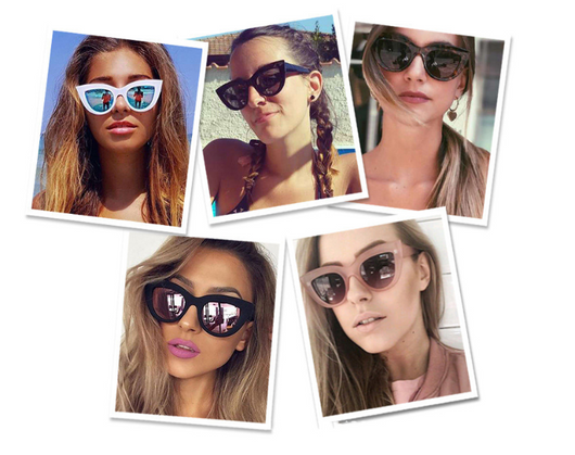 White and black cat eye sunglasses with gradient lenses, featuring a retro style. - Image 3