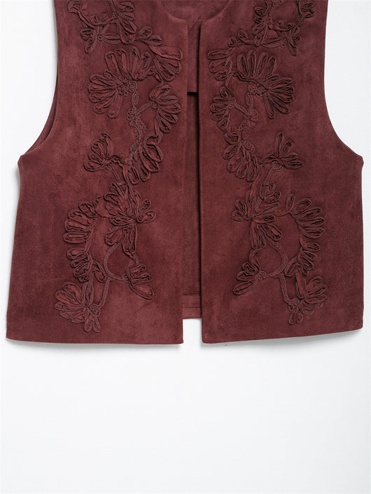 Chaleco de Gamuza con Bordados - Estilo Europeo y Americano para Mujer - Image 14