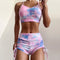 Bikini Brasileño Push-up Tie-dye con Shorts Realzador