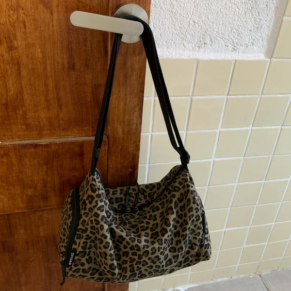 Bolso Mensajero Deportivo Estampado Leopardo Gran Capacidad