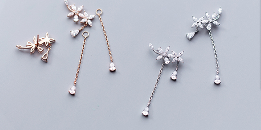 Aretes de Plata Esterlina con Circonita y Flor Flecos - Image 2