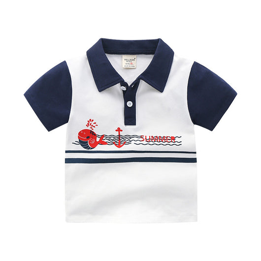 Camisa Infantil de Manga Corta con Detalles de Costura a Contraste - Image 3