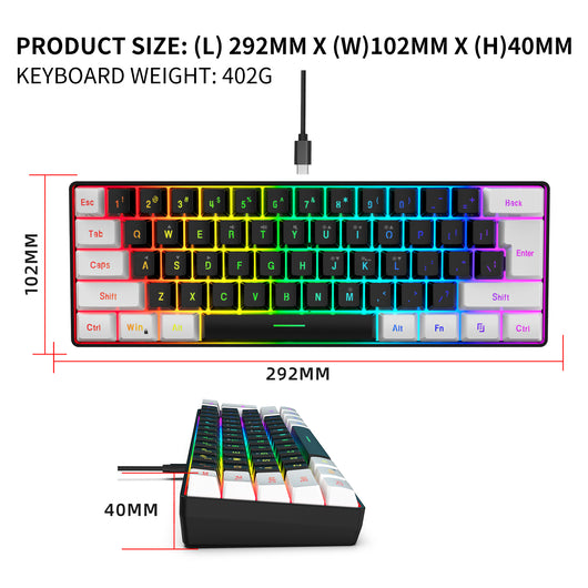 Teclado Membrana 61 Teclas con Cable Simple - Image 14