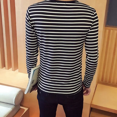 Camiseta Oversized a Rayas Blanco y Negro - Manga Larga Unisex - Image 4