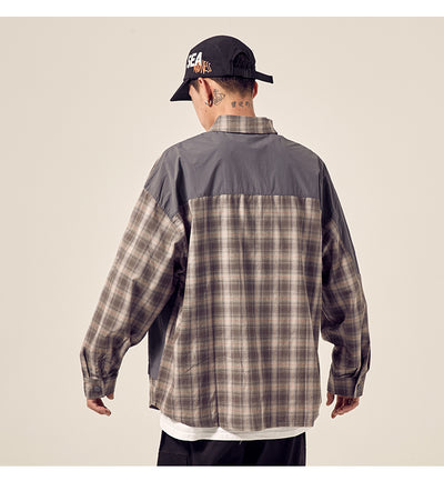 Camisa Cuadros Holgada con Bolsillos Cosidos y Hombros Caídos - Image 4