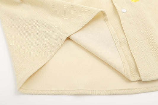 Camisa de Pana Bordada Tide Retro Estilo Neutral - Image 2