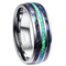 Anillo de Boda Tungsteno 8mm con Ópalo Sintético y Concha Abalone para Hombre y Mujer