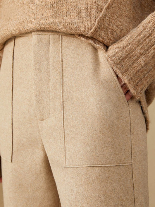 Pantalones de Lana Cintura Alta Slim Fit Casual - Image 3