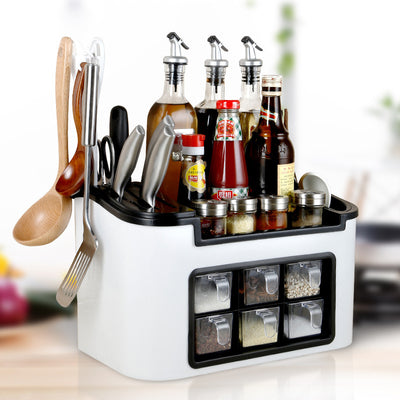 Organizador Multifuncional de Cocina con Soporte para Cuchillos y Almacenamiento de Condimentos