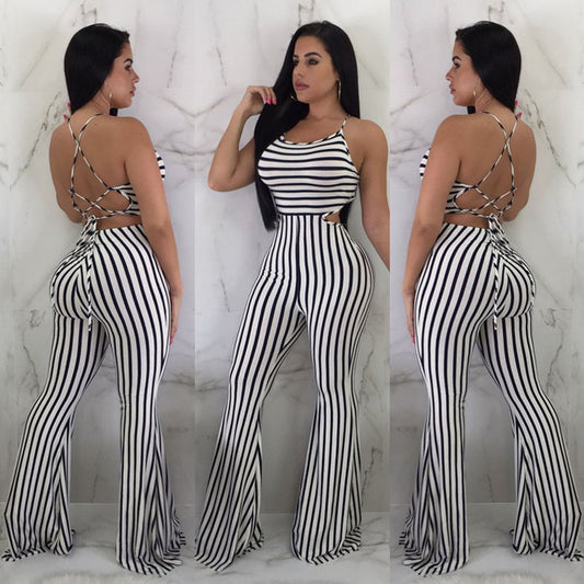 Jumpsuit Ajustado a Rayas para Mujer