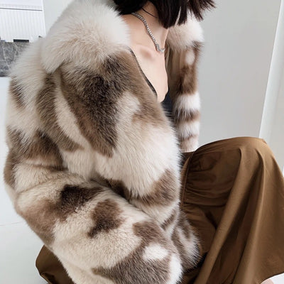 Abrigo Cálido de Lana con Cuello de Zorro para Mujer - Image 3