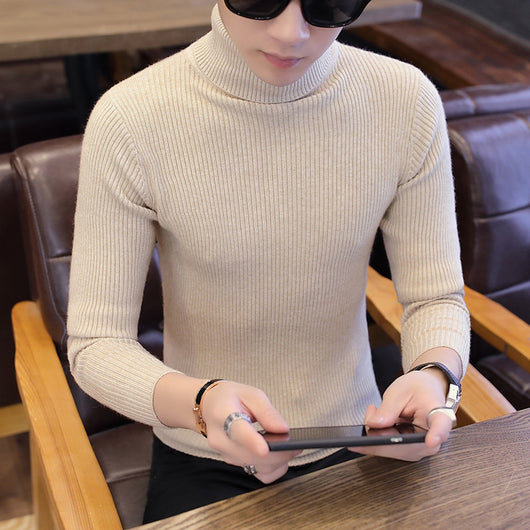 Suéter Cuello Alto Slim Fit en Colores Sólidos para Hombre - Image 23