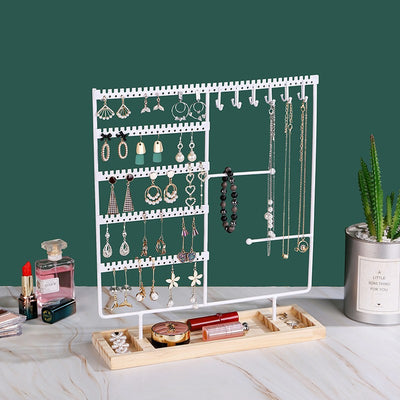 Organizador de Joyas Metálico - Soportes para Aretes, Collares y Anillos