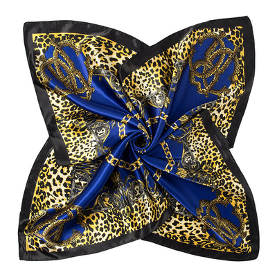 Pañuelo Cuadrado Grande Estampado Leopardo y Cadena - Imitación Seda Malasia - Image 9