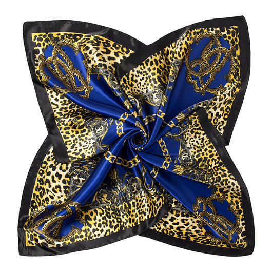Pañuelo Cuadrado Grande Estampado Leopardo y Cadena - Imitación Seda Malasia - Image 9