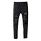 Jeans Negros con Detalles de Bigotes de Gato