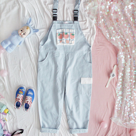 Jumpsuit Femenino Japonés Talle Alto con Estampa de Fresa - Image 9
