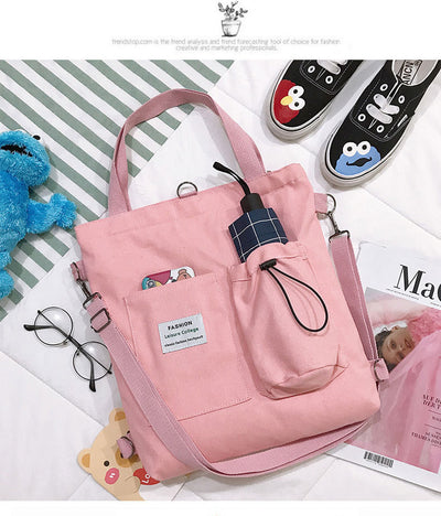 Mochila Estilo Harajuku con Bolsillos - Bolsa de Lona para Estudiantes y Mujeres - Image 42