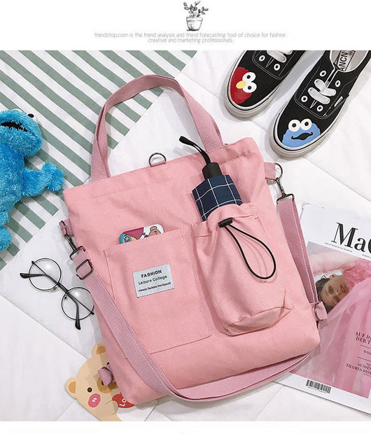 Mochila Estilo Harajuku con Bolsillos - Bolsa de Lona para Estudiantes y Mujeres - Image 42