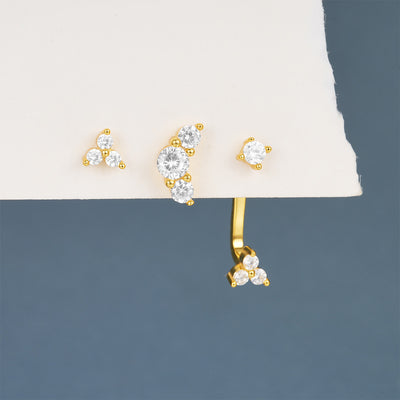 Aretes de Plata Esterlina 925 con Zirconia Geométrica y Borla para Uso Diario - Image 17