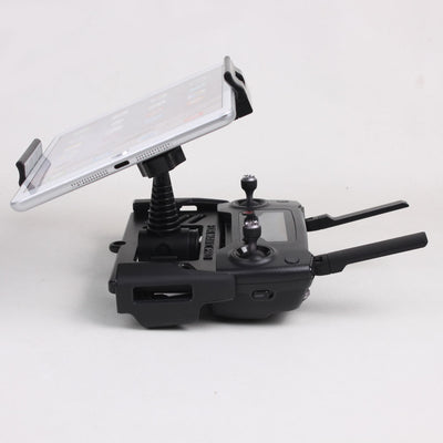 Black phone and tablet holder attached to a DJI Mavic Pro drone remote control, designed for 4-12 inch devices. - Image 4