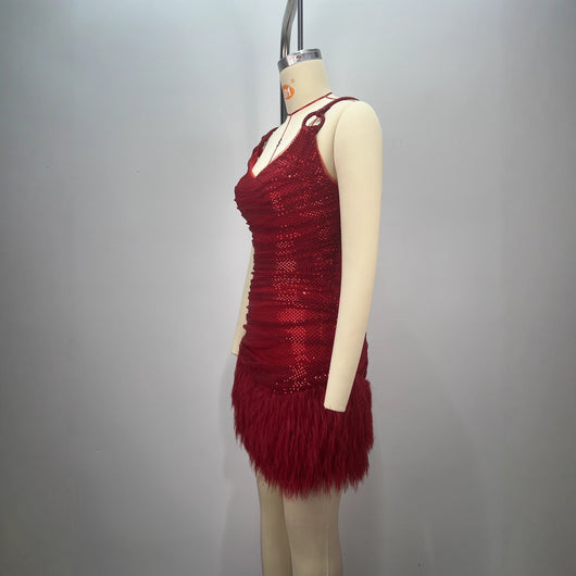 Vestido Mini Lujo con Lentejuelas Rojo Brillante - Perfecto para Celebraciones - Image 3