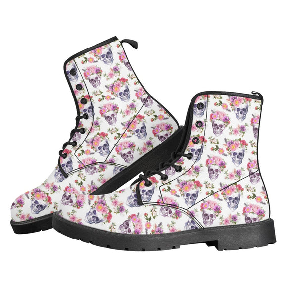 Botas Martin Británicas de Cuero con Estampado y Tacón Bajo Mujer