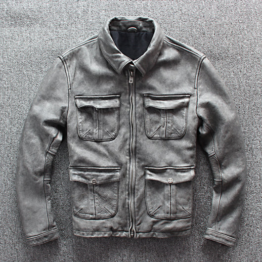 Chaqueta de Cuero para Motociclista con Bolsillos de Negocios - Image 10