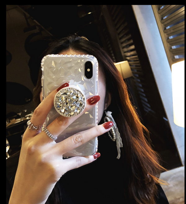 Funda Transparente con Soporte de Diamantes para iPhone XS Max, 6s Plus y Modelos Apple