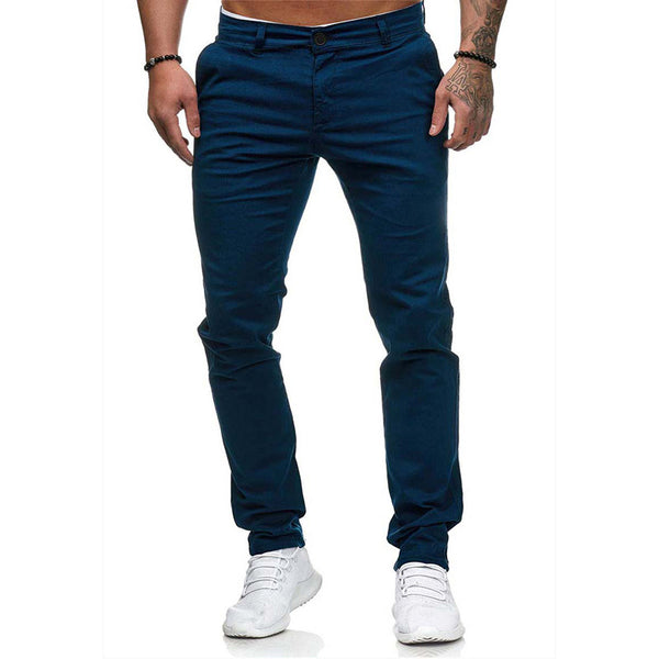Pantalones Slim Fit de Color Liso