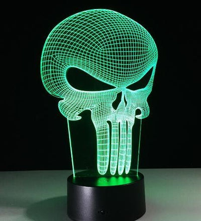 Lámpara 3D LED Calavera Halloween con Ilusión Holográfica - Luz Nocturna Multicolor - Image 9