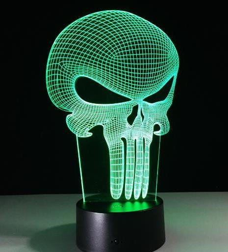 Lámpara 3D LED Calavera Halloween con Ilusión Holográfica - Luz Nocturna Multicolor - Image 9