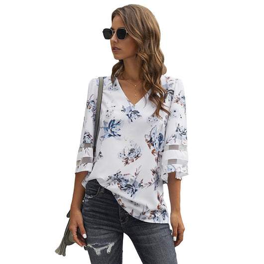 Blusa Escote V con Mangas Acampanadas Tres Cuartos - Image 7