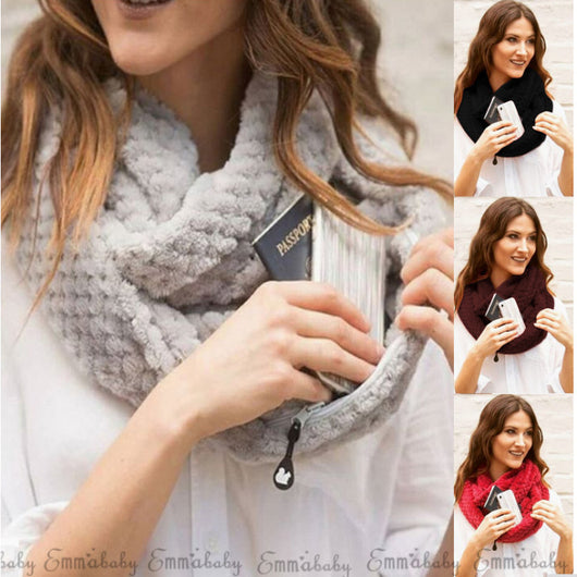 Bufanda Cuello Circular con Bolsillo y Cierre para Hombre y Mujer