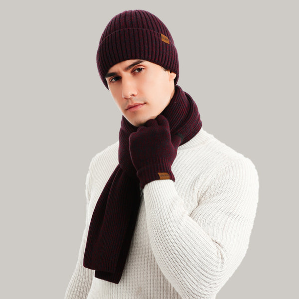 Conjunto Invernal de 3 Piezas: Gorro, Bufanda y Guantes de Lana Gruesa Multicolor