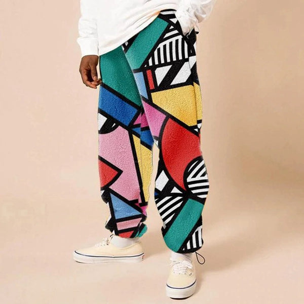 Pantalones Harem Sueltos de Cashmira Estampada con Lana
