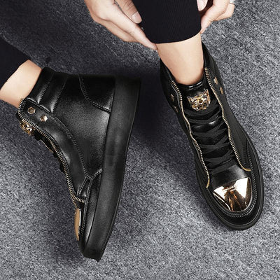 Botas de Cuero Casual con Detalles Metálicos