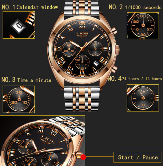 Reloj Deportivo Deportivo de Acero Inoxidable con Esfera Grande Estilo Europeo - Image 3