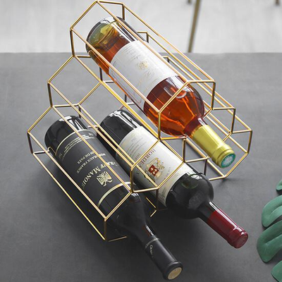 Botellero Geométrico de Metal - Diseño Minimalista para Vino