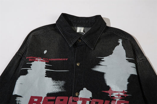 Chamarra Denim Estampado Abstracto Oscuro - Image 10