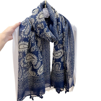 Foulard Étnico Estampado Cachemira Protección Solar Velo Ligero - Image 5