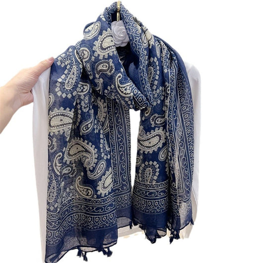 Foulard Étnico Estampado Cachemira Protección Solar Velo Ligero - Image 5